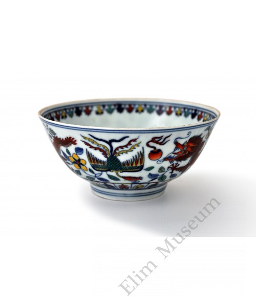 1497 A Doucai phoenix & dragon patter bowl